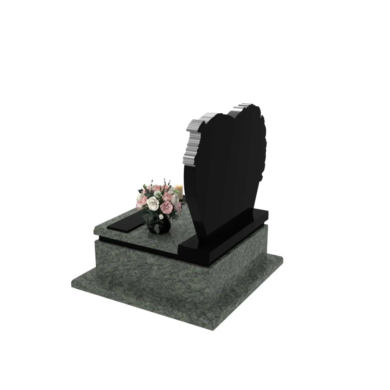 Nagrobek urnowy z rzeźbą róż i ptaka z granitu U 108+360 – photo №4