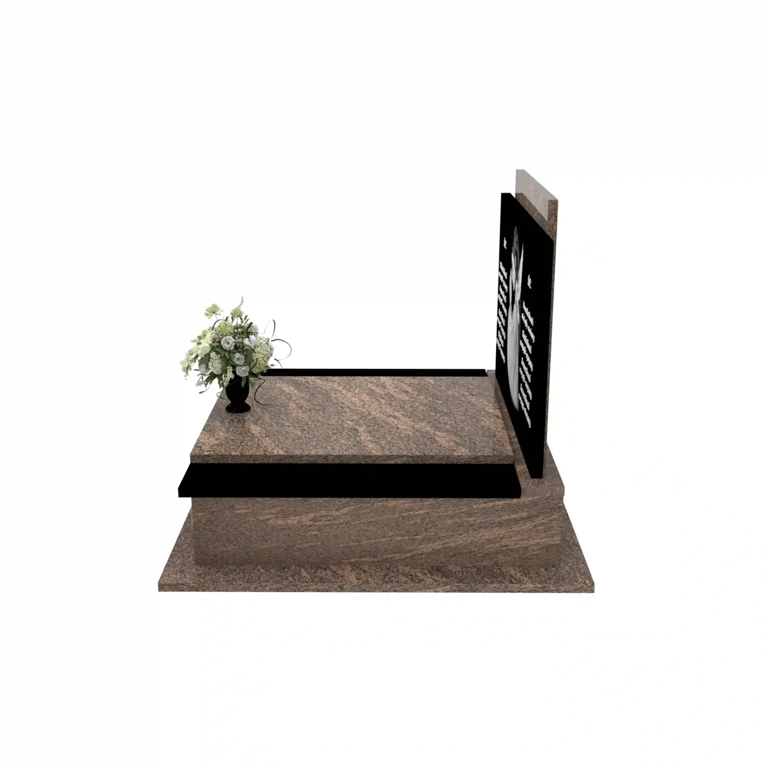 Nagrobek podwójny z grawerowanym aniołem z granitu CK 106+360 – photo №3