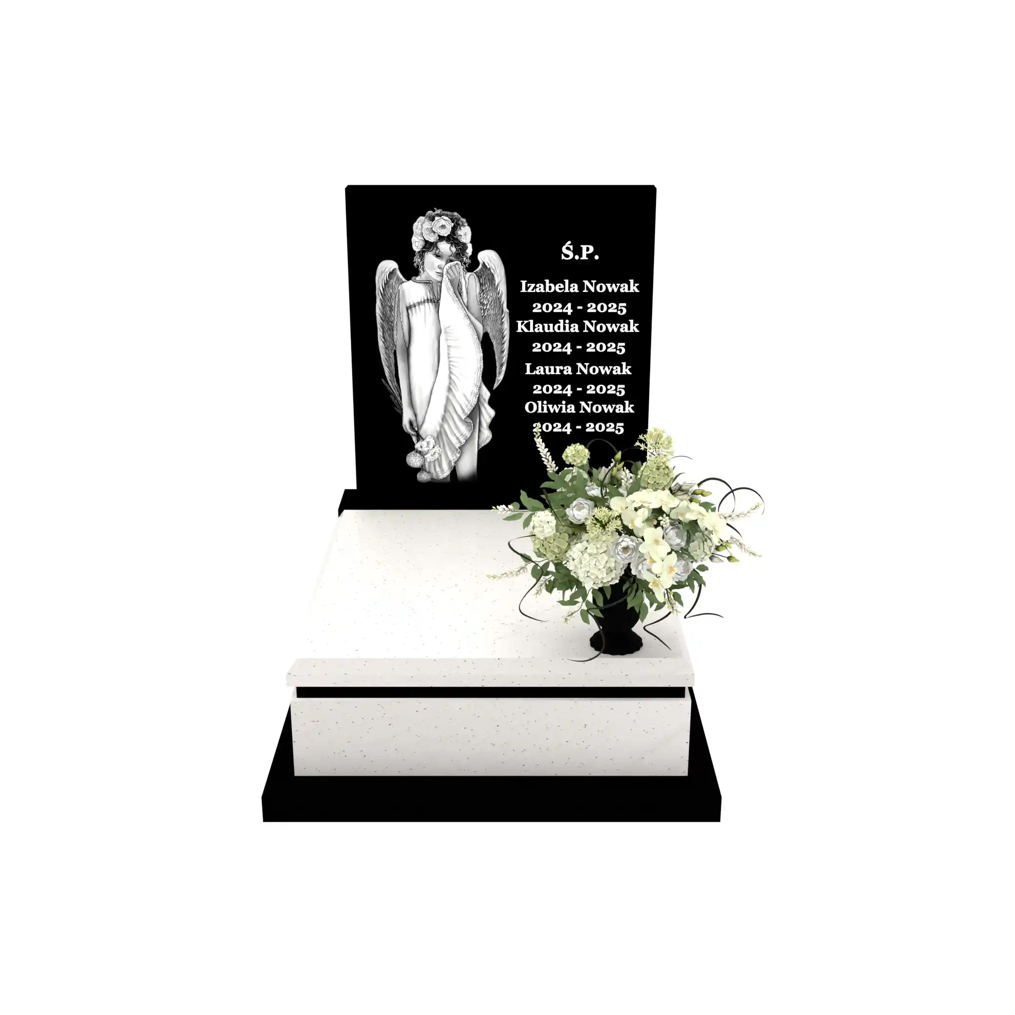 Nagrobek dziecięcy z grawerem anioła D 76+360 – photo №12