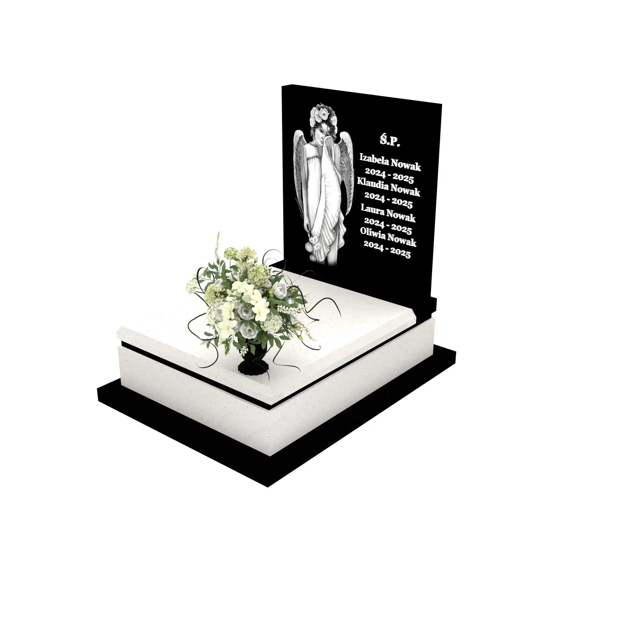 Nagrobek dziecięcy z grawerem anioła D 76+360 – photo №1