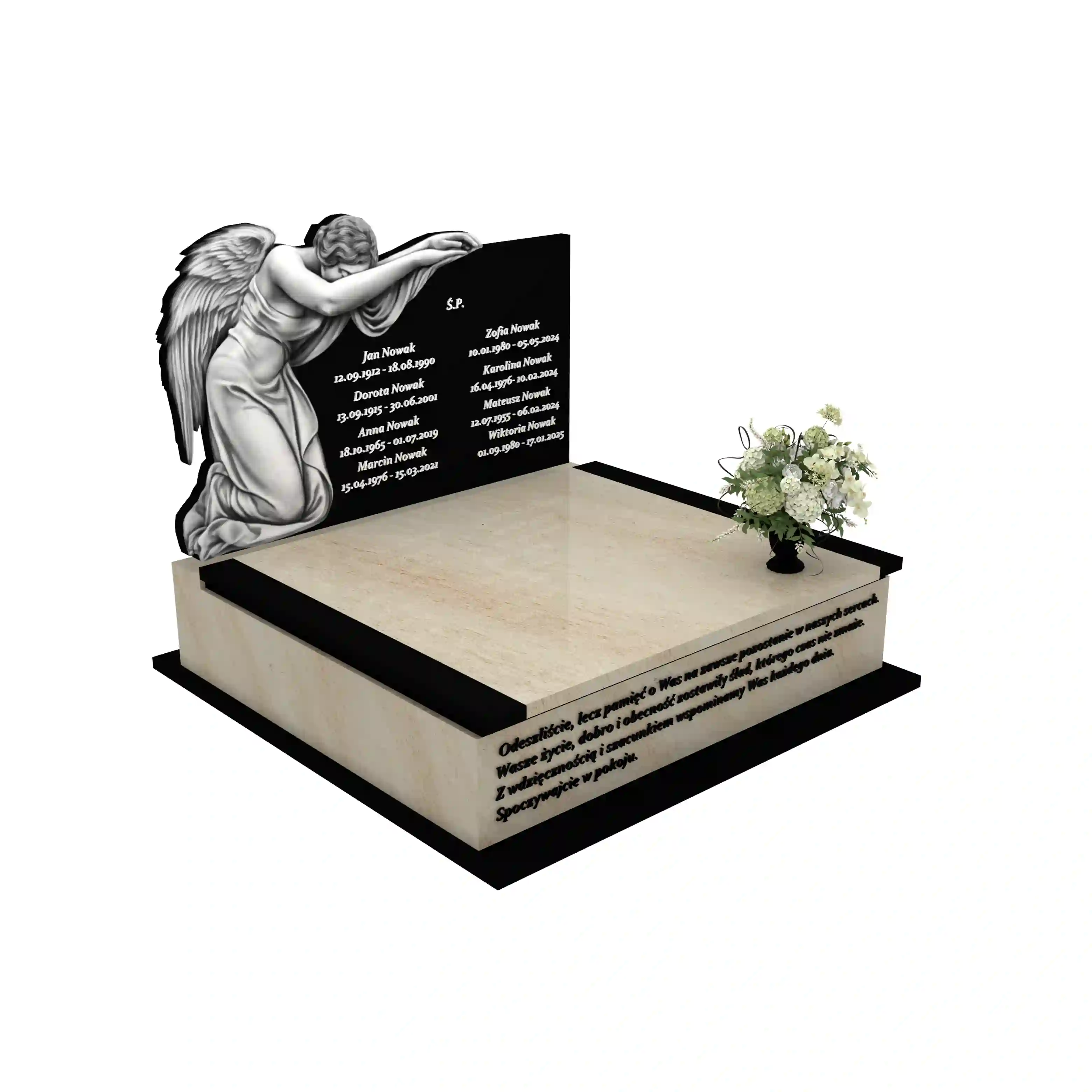 Nagrobek podwójny z grawerem anioła CK 110+360 – photo №11
