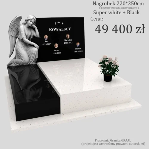 Nagrobki Warszawa nagrobki podwójne z grawerem anioła z granitu CK 114