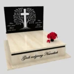 Nagrobek podwójny z grawerowanym drzewem i rzeźbą krzyża CK 104 zdjęcie 30