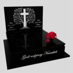 Nagrobek podwójny z grawerowanym drzewem i rzeźbą krzyża CK 104 zdjęcie 33