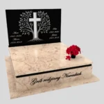 Nagrobek podwójny z grawerowanym drzewem i rzeźbą krzyża CK 104 zdjęcie 42