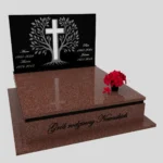 Nagrobek podwójny z grawerowanym drzewem i rzeźbą krzyża CK 104 zdjęcie 44