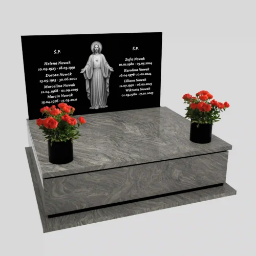 Nagrobki Warszawa – nagrobki podwójne z grawerem Jezusa CK 111 z granitu