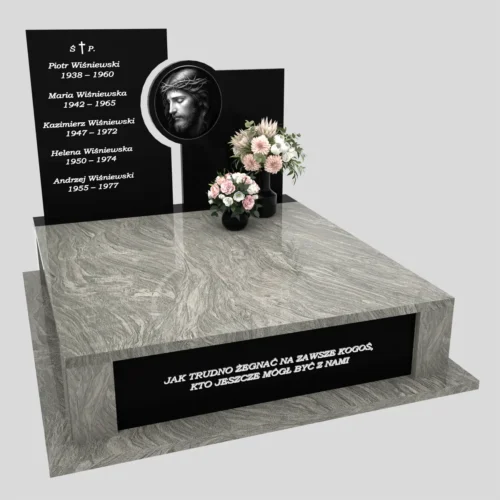 Nagrobki Warszawa-Nagrobek podwójny z grawerem Jezusa CK 107 wzór 20