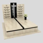 Nagrobek podwójny z grawerem krzyża, wykonany z dbałością o każdy detal z granitu CK 105 zdjęcie 30