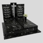 Nagrobek podwójny z grawerem krzyża, wykonany z dbałością o każdy detal z granitu CK 105 zdjęcie 32