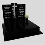 Nagrobek podwójny z grawerem krzyża, wykonany z dbałością o każdy detal z granitu CK 105 zdjęcie 33