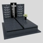 Nagrobek podwójny z grawerem krzyża, wykonany z dbałością o każdy detal z granitu CK 105 zdjęcie 34