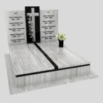 Nagrobek podwójny z grawerem krzyża, wykonany z dbałością o każdy detal z granitu CK 105 zdjęcie 35