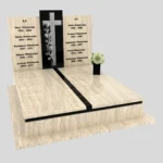 Nagrobek podwójny z grawerem krzyża, wykonany z dbałością o każdy detal z granitu CK 105 zdjęcie 37