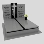 Nagrobek podwójny z grawerem krzyża, wykonany z dbałością o każdy detal z granitu CK 105 zdjęcie 38