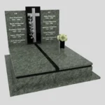 Nagrobek podwójny z grawerem krzyża, wykonany z dbałością o każdy detal z granitu CK 105 zdjęcie 39
