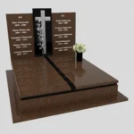 Nagrobek podwójny z grawerem krzyża, wykonany z dbałością o każdy detal z granitu CK 105 zdjęcie 42