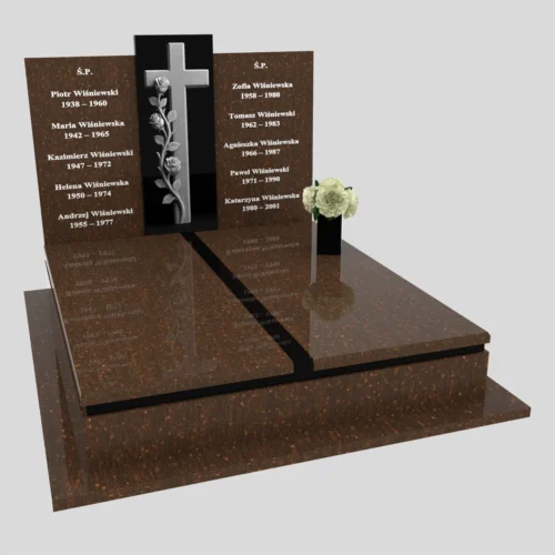 Nagrobki Warszawa-Nagrobek podwójny z grawerem krzyża CK 105 wzór 25