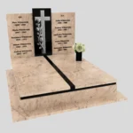 Nagrobek podwójny z grawerem krzyża, wykonany z dbałością o każdy detal z granitu CK 105 zdjęcie 43