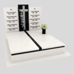 Nagrobek podwójny z grawerem krzyża, wykonany z dbałością o każdy detal z granitu CK 105 zdjęcie 44