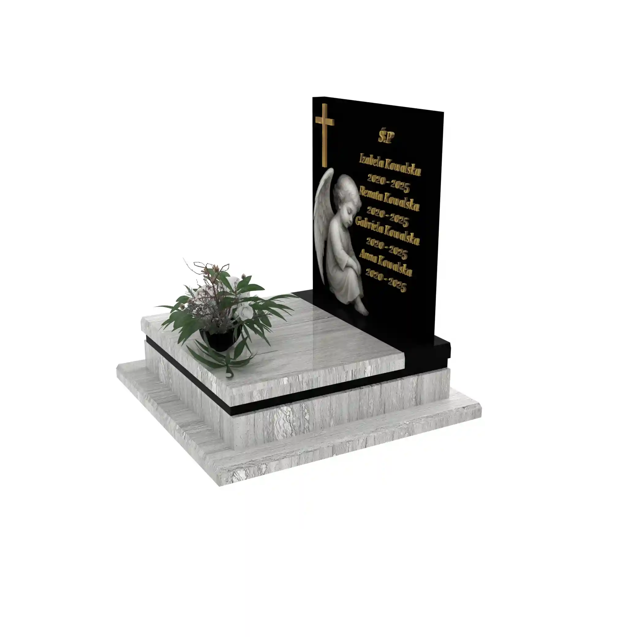 Nagrobek dla dziecka z grawerem anioła — cichy symbol opieki i pamięci z granitu D 66+360 – photo №2