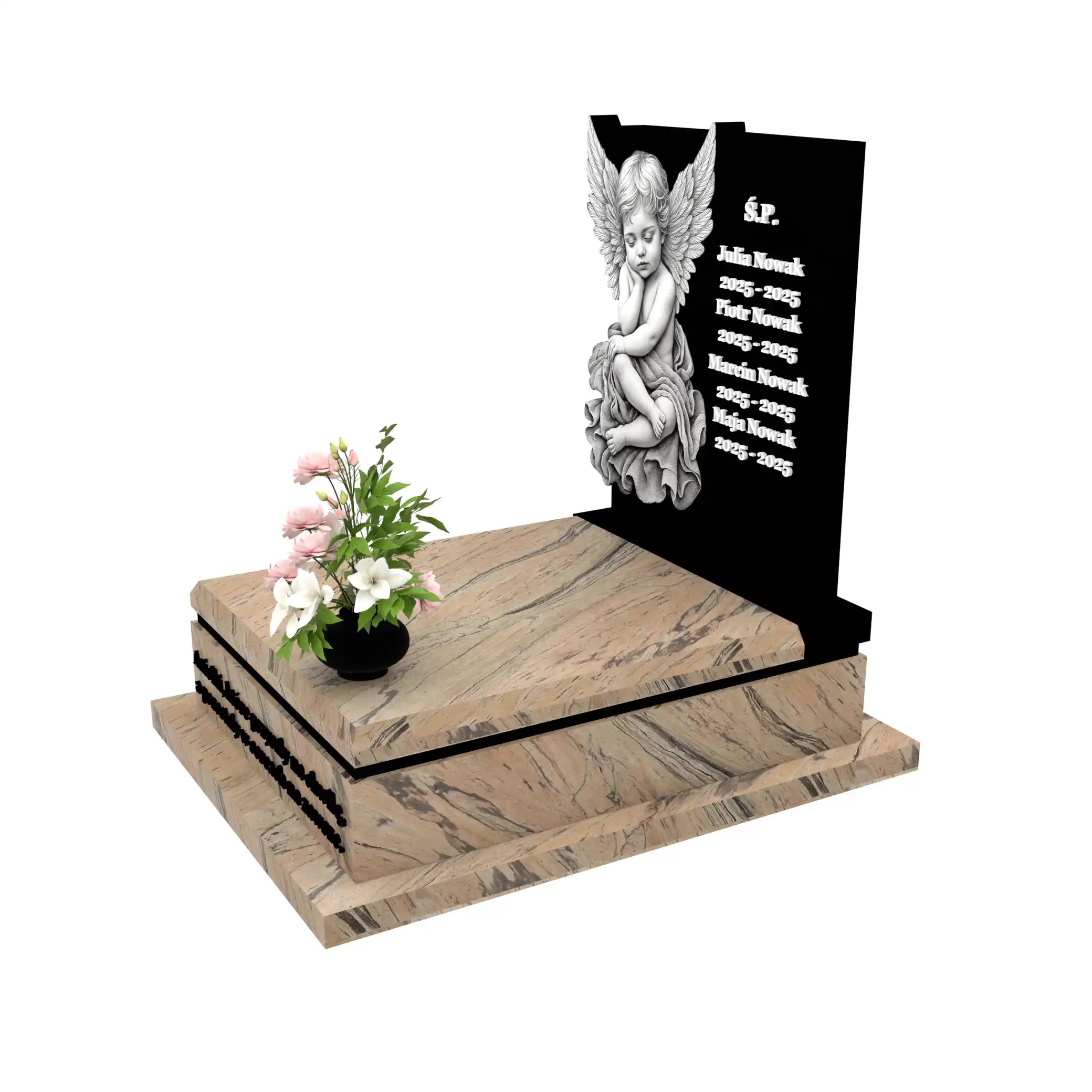 Nagrobek dla dziecka z subtelnym grawerem anioła z granitu D 71+360 – photo №2