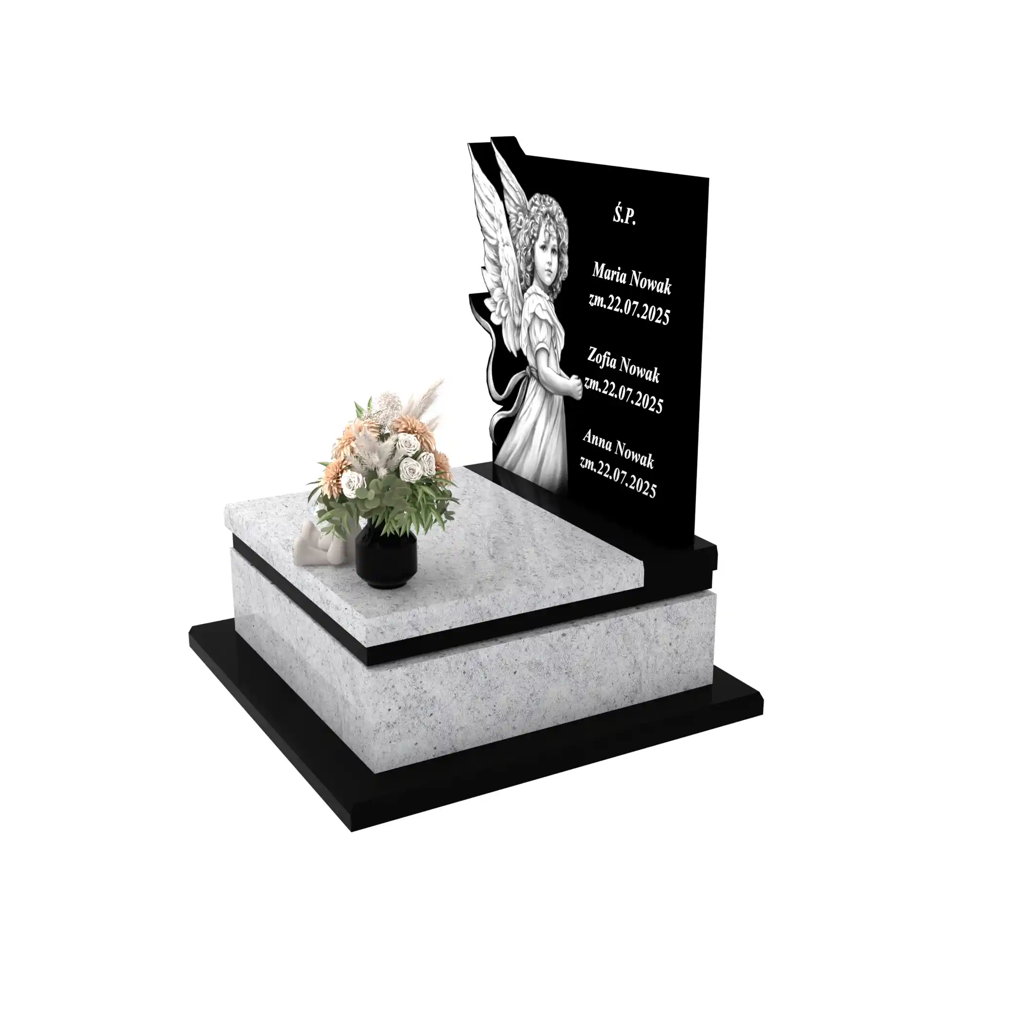 Nagrobek dla dziecka z grawerem anioła z granitu D 72+360 – photo №2