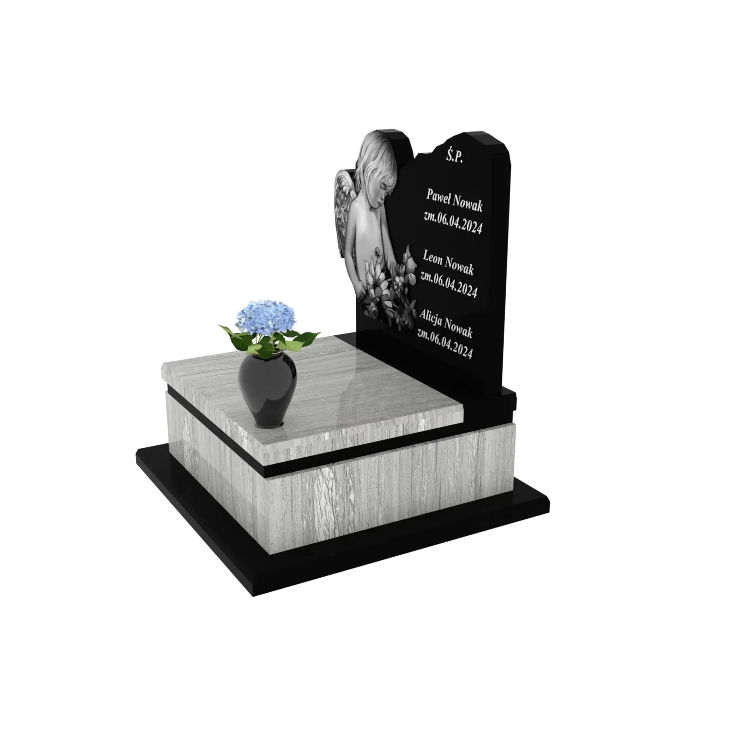 Nagrobek dla dziecka z grawerem anioła D 73+360 – photo №2