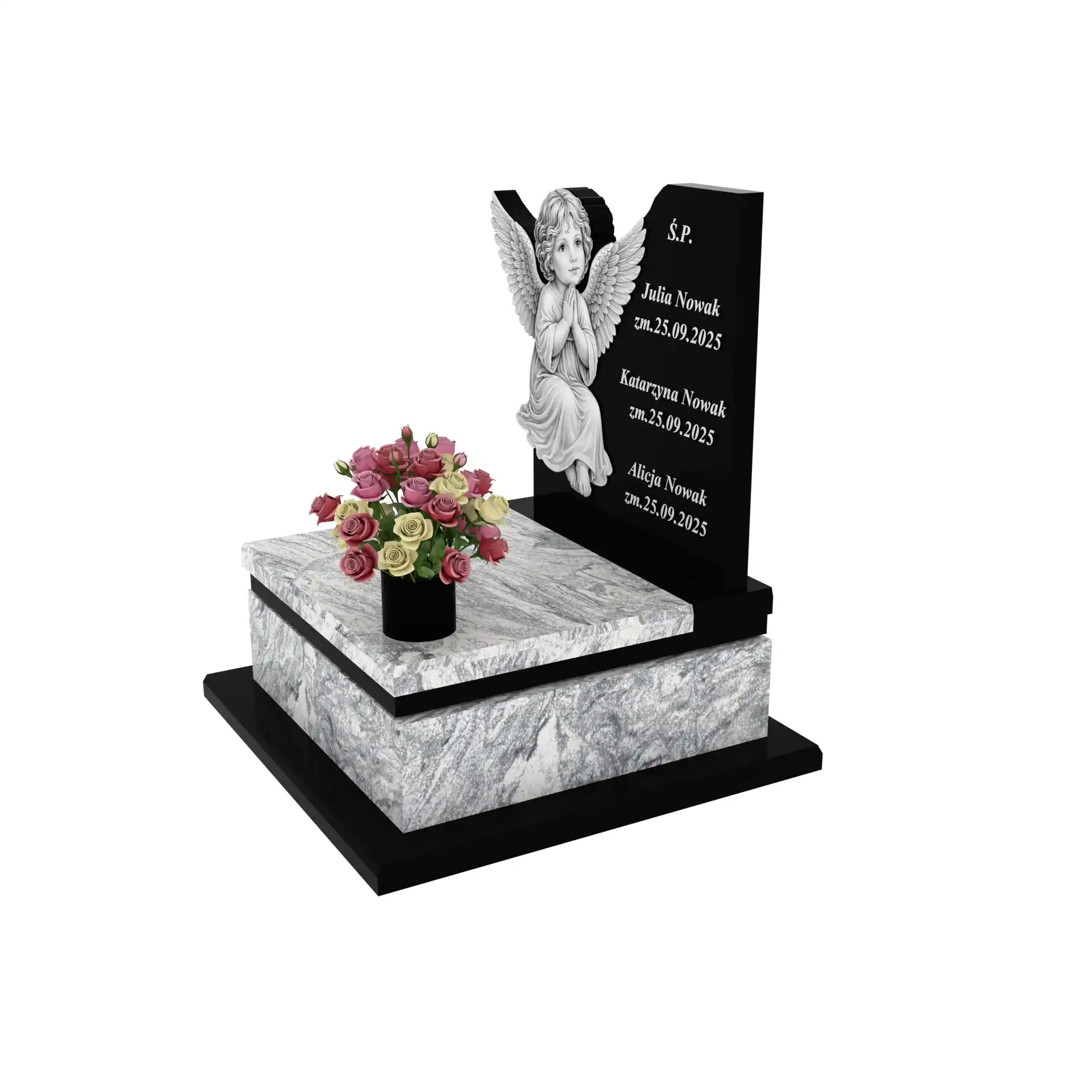 Nagrobek dla dziecka z grawerem anioła D 75+360 – photo №2
