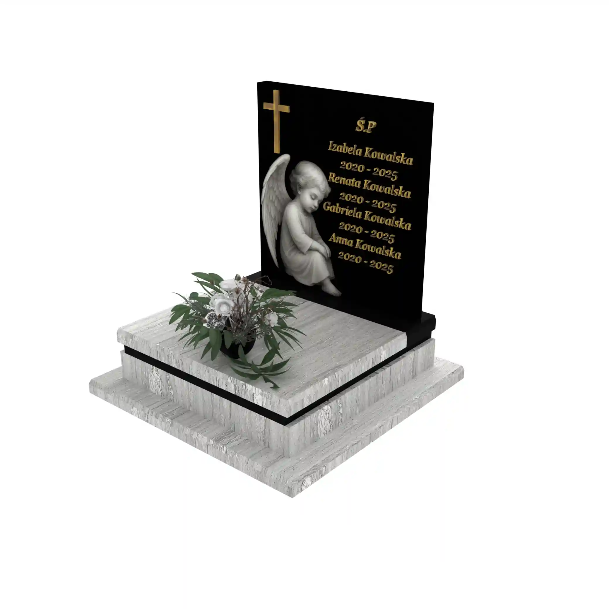 Nagrobek dla dziecka z grawerem anioła — cichy symbol opieki i pamięci z granitu D 66+360 – photo №1