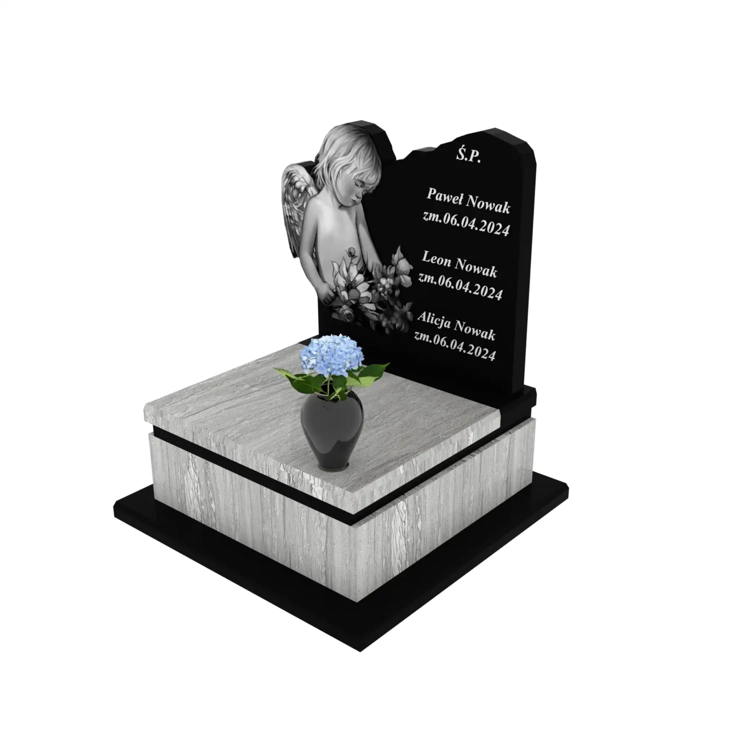 Nagrobek dla dziecka z grawerem anioła D 73+360 – photo №1