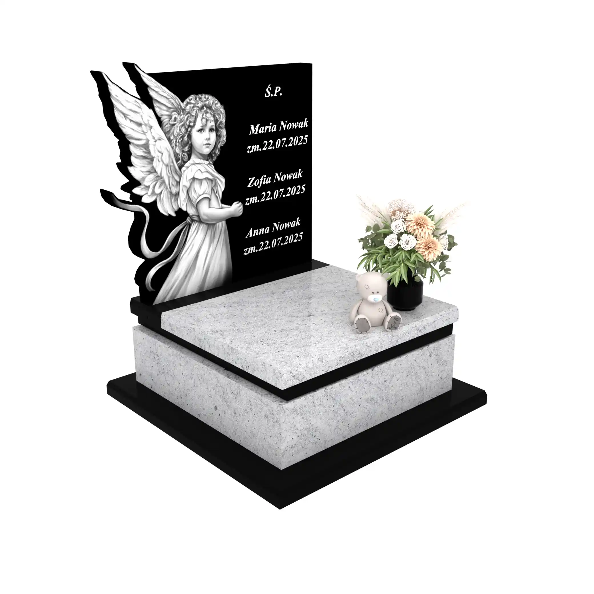 Nagrobek dla dziecka z grawerem anioła z granitu D 72+360 – photo №11