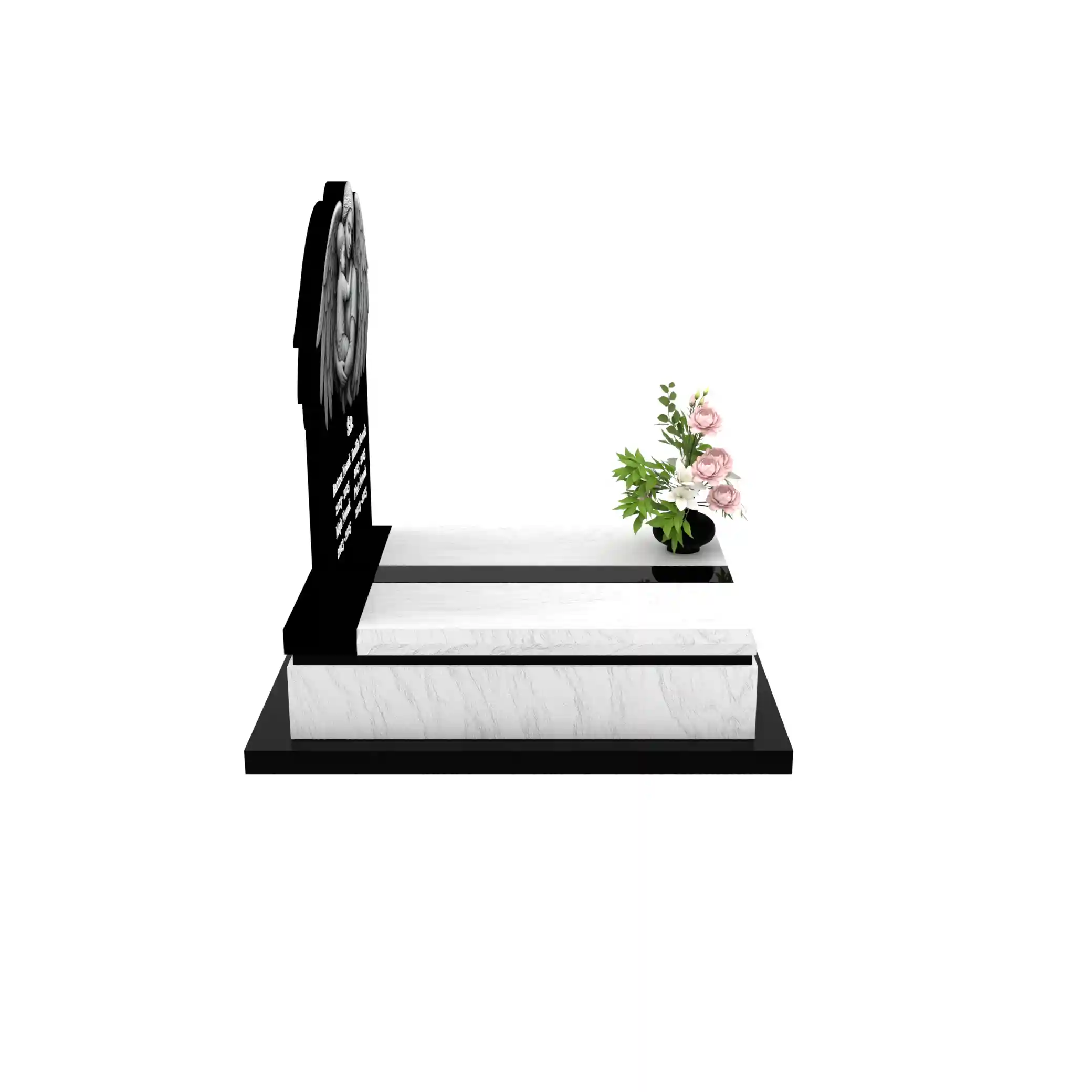 Nagrobek dla dziecka z grawerem anioła, wykonany z sercem i szacunkiem z granitu D 65+360 – photo №9