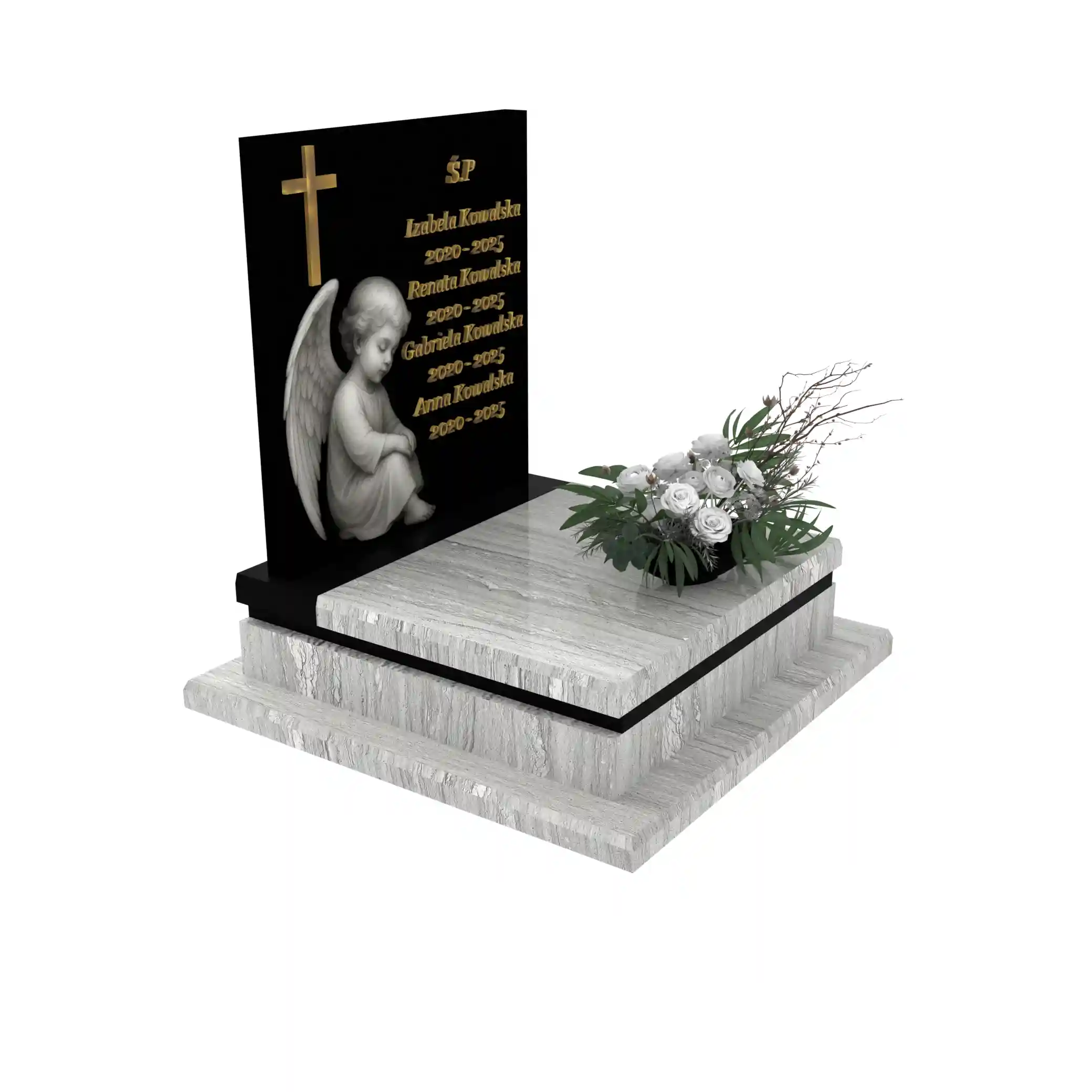 Nagrobek dla dziecka z grawerem anioła — cichy symbol opieki i pamięci z granitu D 66+360 – photo №10