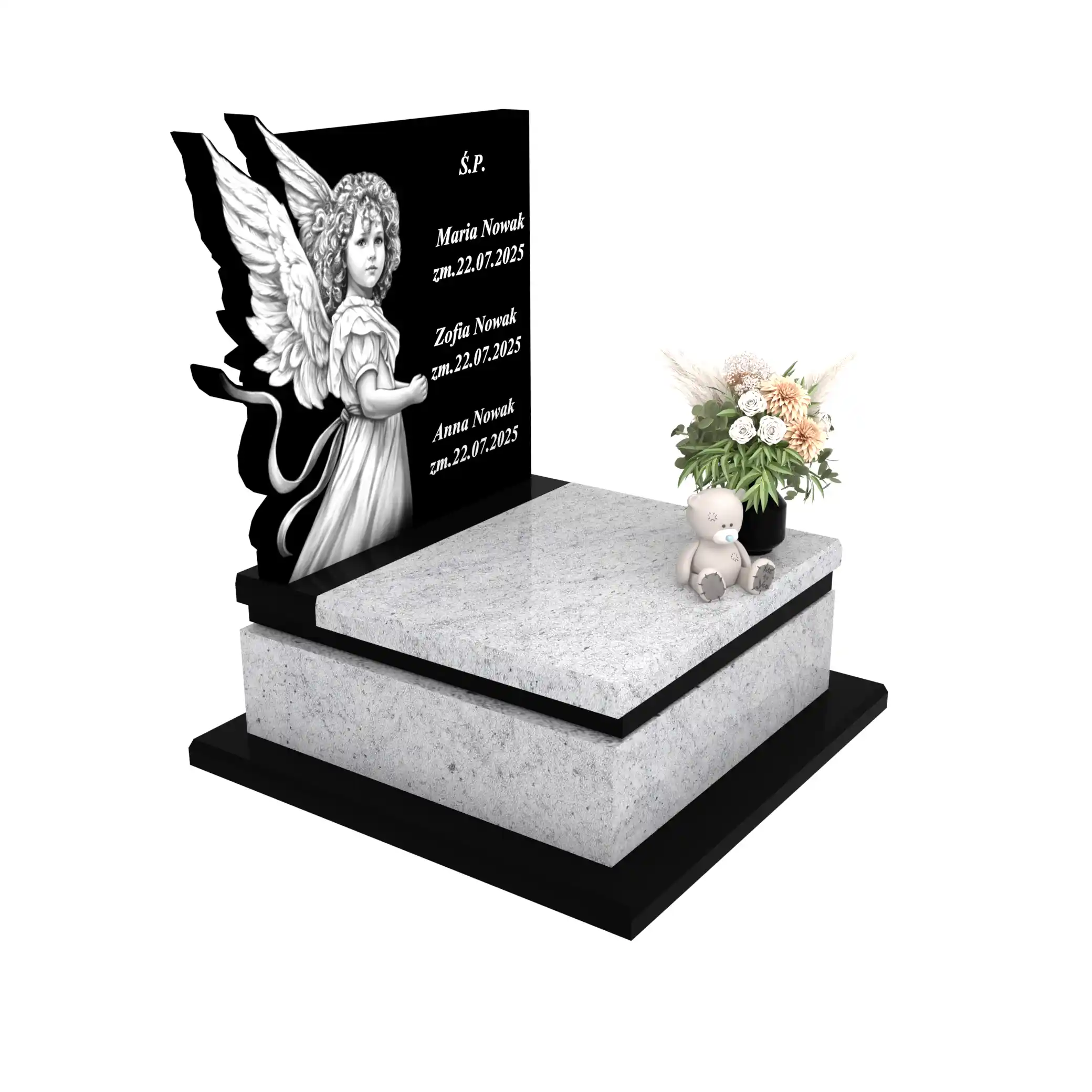 Nagrobek dla dziecka z grawerem anioła z granitu D 72+360 – photo №10
