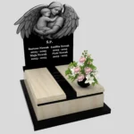 Nagrobek dla dziecka z grawerem anioła, wykonany z sercem i szacunkiem z granitu D 65 zdjęcie 30