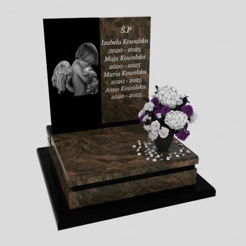 Nagrobki Warszawa-Nagrobek dla dziecka z grawerem aniołą D 70 wzór 13