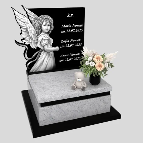 Nagrobki Warszawa-Nagrobek dla dziecka z grawerem aniołą D 72 wzór 18