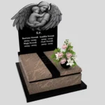 Nagrobek dla dziecka z grawerem anioła, wykonany z sercem i szacunkiem z granitu D 65 zdjęcie 34