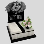 Nagrobek dla dziecka z grawerem anioła, wykonany z sercem i szacunkiem z granitu D 65 zdjęcie 36
