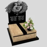 Nagrobek dla dziecka z grawerem anioła, wykonany z sercem i szacunkiem z granitu D 65 zdjęcie 42