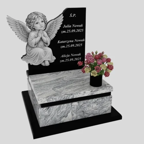 Nagrobki Warszawa-Nagrobek dla dziecka z grawerem aniołą D 75 wzór 27