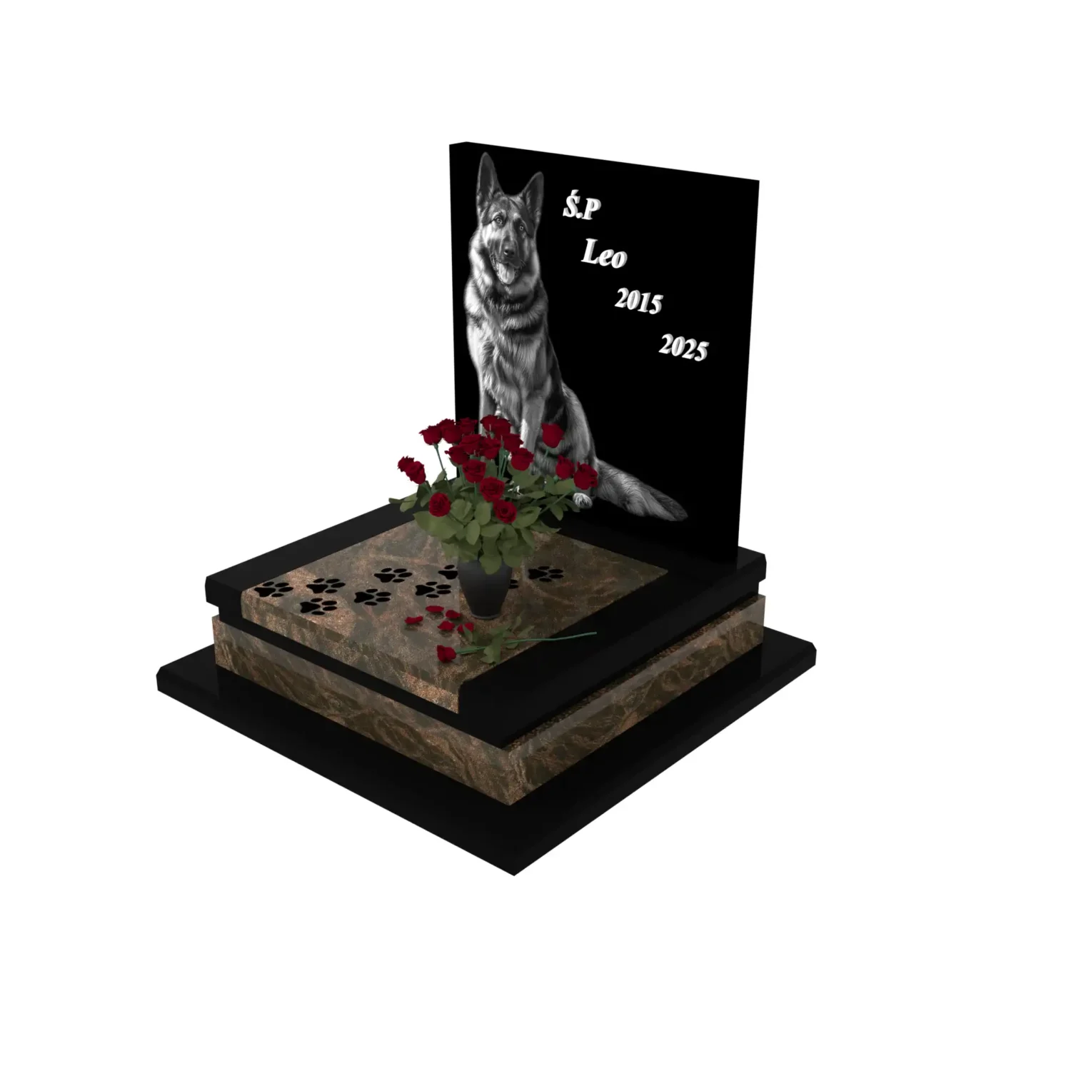 Nagrobek dla zwierząt grawerem psa z granitu ZW 8+360 – photo №1