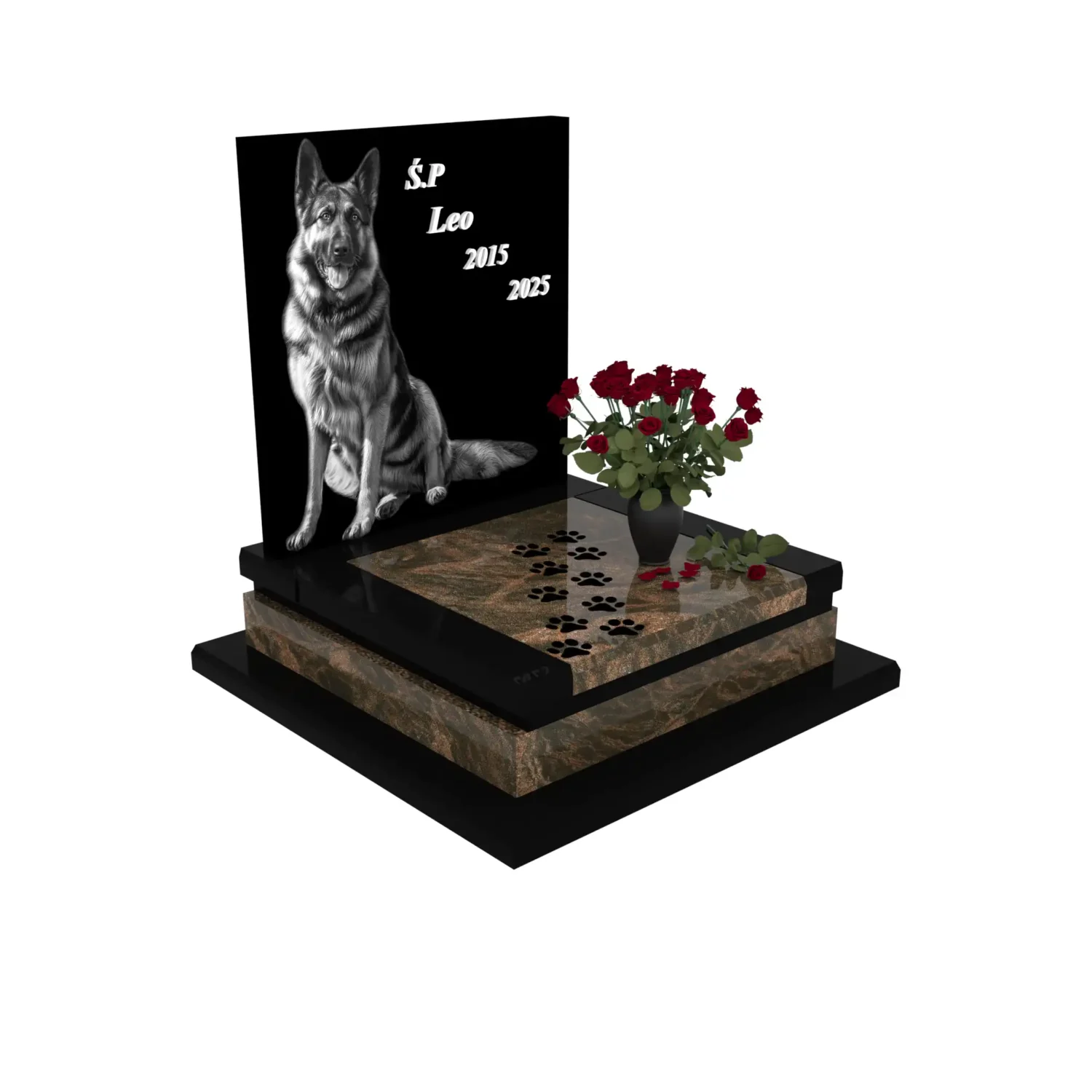 Nagrobek dla zwierząt grawerem psa z granitu ZW 8+360 – photo №11