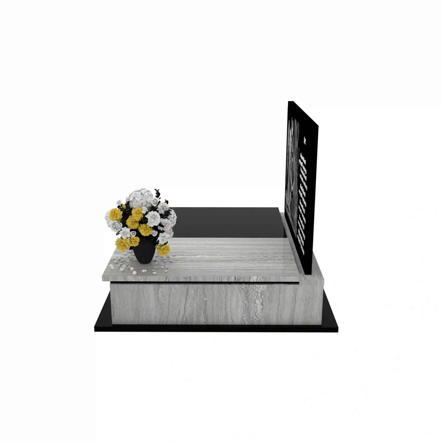 Nagrobek podwójny z precyzyjnie wykonanym grawerem anioła i jezusa z granitu CK 109+360 – photo №3