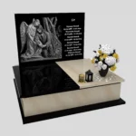 Nagrobek podwójny z precyzyjnie wykonanym grawerem anioła i jezusa z granitu CK 109 zdjęcie 30