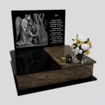 Nagrobek podwójny z precyzyjnie wykonanym grawerem anioła i jezusa z granitu CK 109 zdjęcie 31