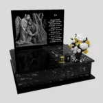 Nagrobek podwójny z precyzyjnie wykonanym grawerem anioła i jezusa z granitu CK 109 zdjęcie 32