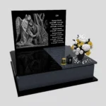 Nagrobek podwójny z precyzyjnie wykonanym grawerem anioła i jezusa z granitu CK 109 zdjęcie 33