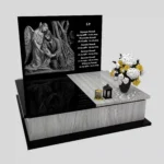 Nagrobek podwójny z precyzyjnie wykonanym grawerem anioła i jezusa z granitu CK 109 zdjęcie 34